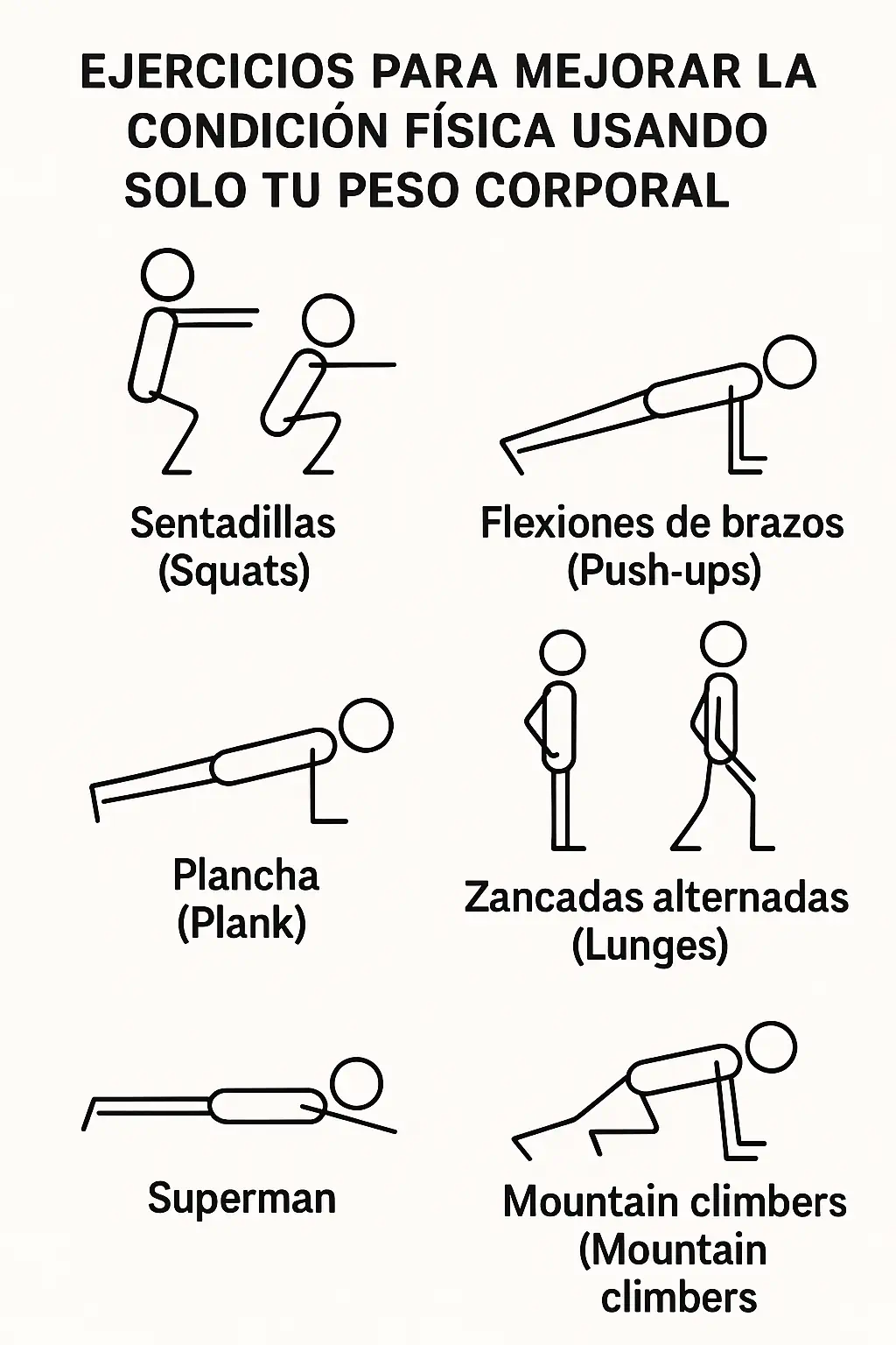 EJERCICIOS PARA MEJORAR LA CONDICIÓN FÍSICA USANDO SOLO TU PESO CORPORAL